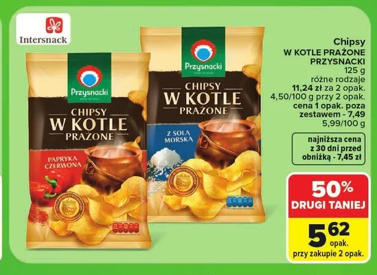 Chipsy w kotle prażone Przysnacki papryka czerwona promocja w Carrefour Market