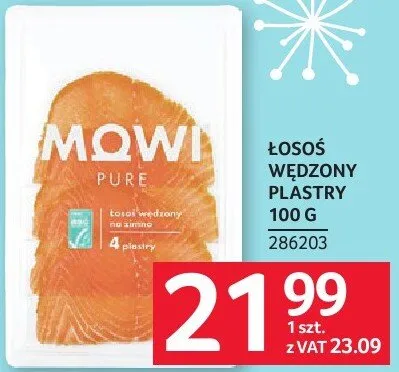 Łosoś wędzony plastry 100 g Mowi promocja w Selgros