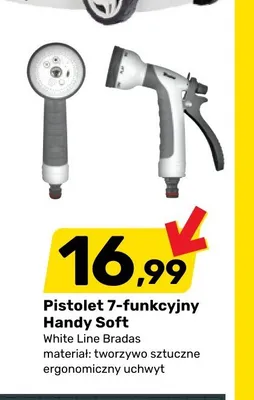 Pistolet 7-funkcyjny Handy Soft White Line Bradas materiał: tworzywo sztuczne ergonomiczny uchwyt promocja w Bricomarche