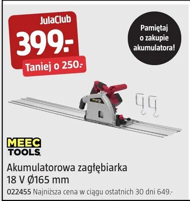 Akumulatorowa zagłębiarka Meec Tools 18V Ø165mm promocja w Jula