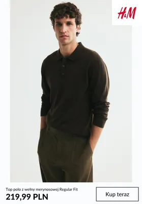 Top polo z wełny merynosowej Regular Fit H & M promocja w H&M