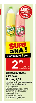 Napój gazowany Gazowany Owoc grejpfrut Hortex 20% soku promocja w Twój Market