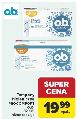 Tampony higieniczne PROCOMFORT O.B. różne rodzaje promocja w Carrefour