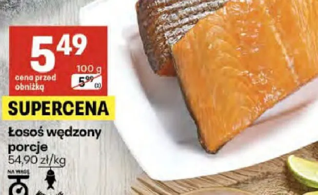 Łosoś wędzony porcje promocja w Delikatesy Centrum