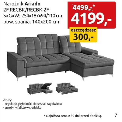 Narożnik Ariado 2F.RECBK/RECBK.2F promocja w Black Red White