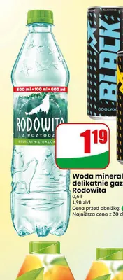 Woda mineralna gazowana delikatnie Rodowita promocja w Dino
