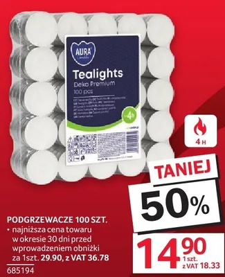 Podgrzewacze Aura Tealights Deko Premium 100szt. promocja w Selgros