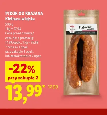 Kiełbasa wiejska Pikok od Krajana promocja w Lidl