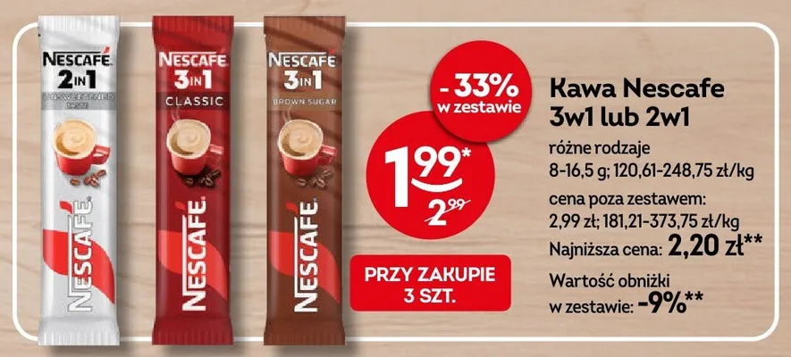 Kawa Nescafe 2in1 Unsweetened promocja w Żabka