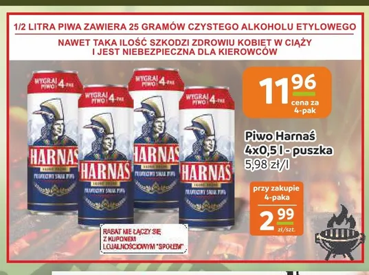 Piwo Harnaś 4-pak 500 ml promocja w Społem Częstochowa