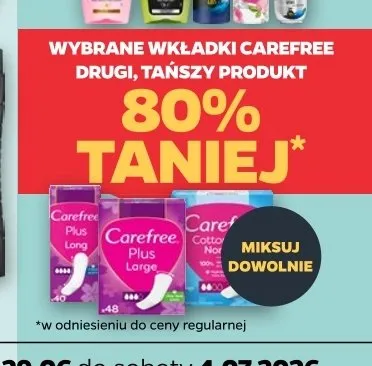 Wkładki higieniczne Carefree Plus Long promocja w Netto