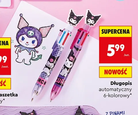 Długopis automatyczny 6-kolorowy Kuromi promocja w Biedronka