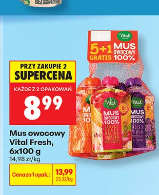 Mus owocowy Vital Fresh 6-pak promocja w Biedronka