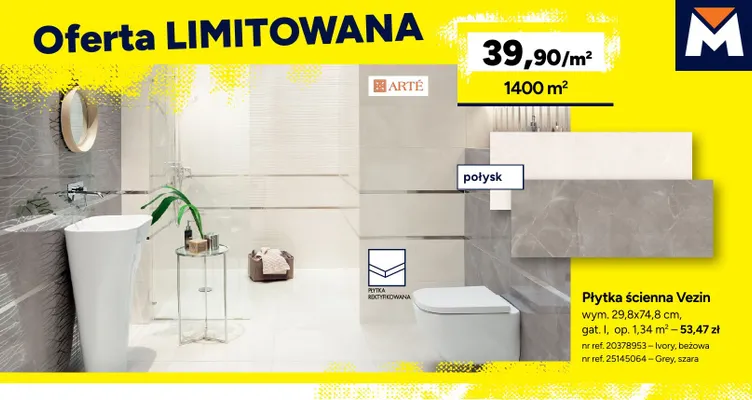 Płytka ścienna Vezin 29,8x74,8 cm Arté promocja w Bricoman