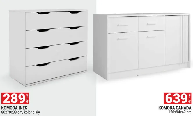 Komoda Ines 80x79x38cm kolor biały promocja w Merkury Market