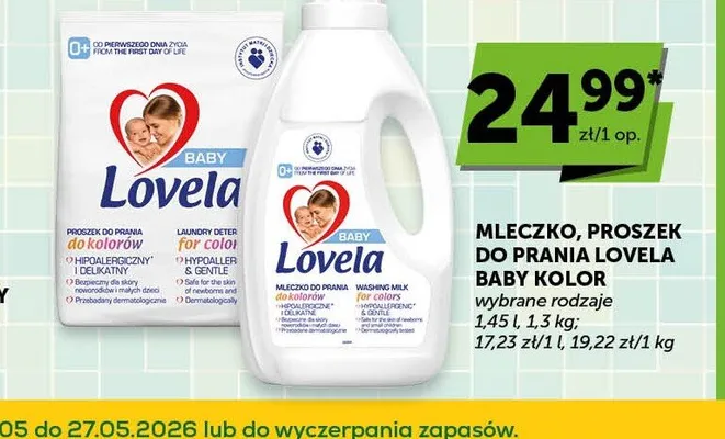 Mleczko do prania Lovela Baby do kolorów promocja w Euro Sklep
