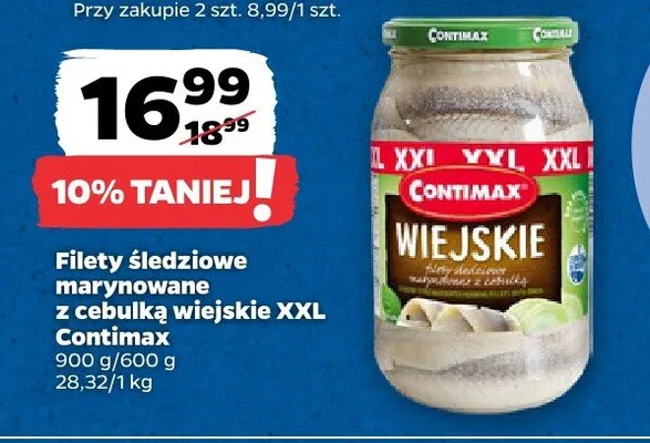 Filety śledziowe marynowane z cebulką wiejskie XXL promocja w Netto