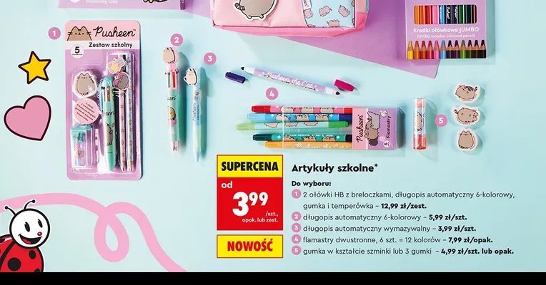 Długopis automatyczny 6-kolorowy Pusheen St. Majewski promocja w Biedronka
