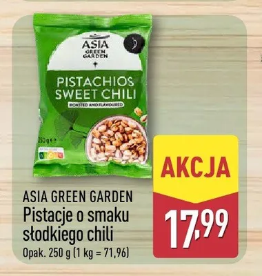 Pistacje o smaku słodkiego chili Asia Green Garden promocja w Aldi