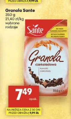 Granola Sante promocja w Delikatesy Centrum