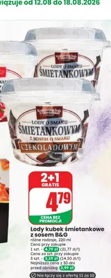 Lody kubek Krakowskie lody z rycerzykiem o smaku śmietankowym promocja w Dino
