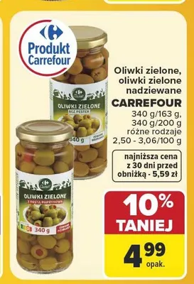 Oliwki zielone nadziewane papryką Carrefour promocja w Carrefour Market