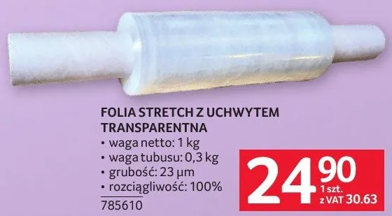Folia stretch z uchwytem transparentna promocja w Selgros