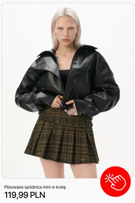 Plisowana spódnica mini w kratę Cropp promocja w Cropp