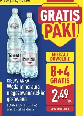 Woda mineralna niegazowana Cisowianka promocja w Aldi