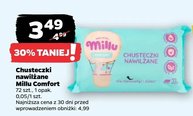 Chusteczki nawilżane Miliu Comfort promocja w Netto