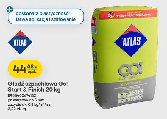 Gładź szpachlowa Go! Start & Finish Atlas promocja w Castorama