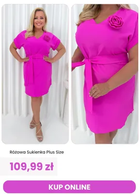 Sukienka różowa ModnaKiecka.pl Plus Size promocja w Modna Kiecka