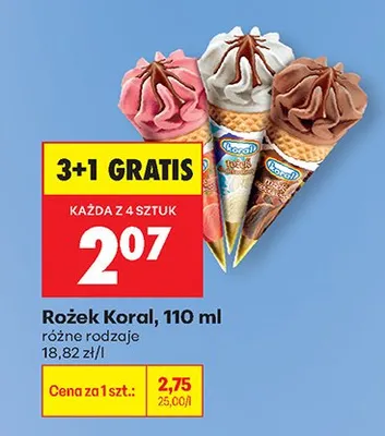 Lody Rożek różne rodzaje promocja w Biedronka