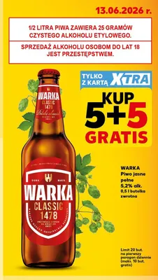 Piwo jasne pełne Warka Classic promocja w Kaufland