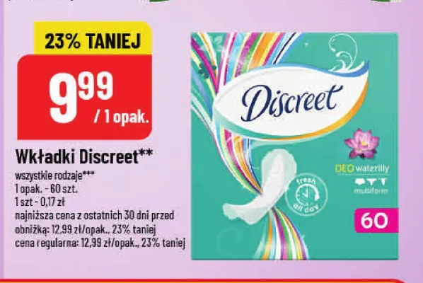 Wkładki higieniczne Discreet promocja w POLOmarket