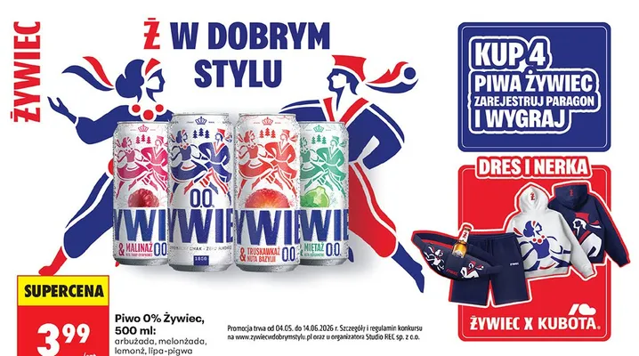 Piwo bezalkoholowe Żywiec 0% lipa-pigwa promocja w Biedronka