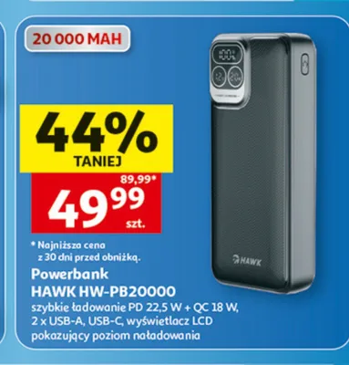 Powerbank Hawk HW-PB20000 promocja w Auchan