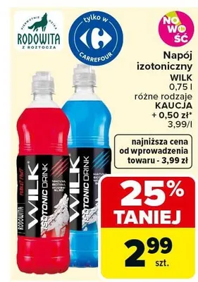 Napój izotoniczny Wilk różne rodzaje promocja w Carrefour