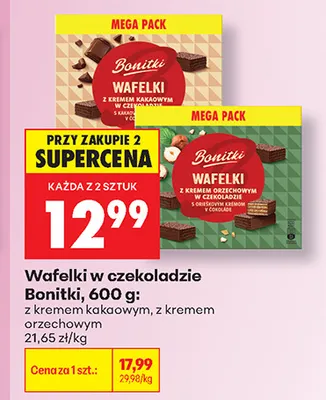 Wafelki w czekoladzie z kremem orzechowym Bonitki promocja w Biedronka