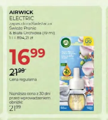 Zapas do odświeżacza Airwick Electric Świeże Pranie & Biała Orchidea promocja w Drogerie Jawa