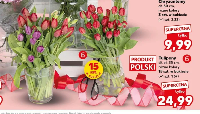Tulipany dł. ok 35cm 15szt. w bukiecie promocja w Kaufland