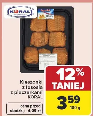 Kieszonki z łososia z pieczarkami Koral promocja w Carrefour Market