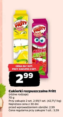 Cukierki rozpuszczalne Fritt malina mięta promocja w Netto