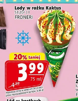 Lody w rożku Kaktus promocja w Prim Market