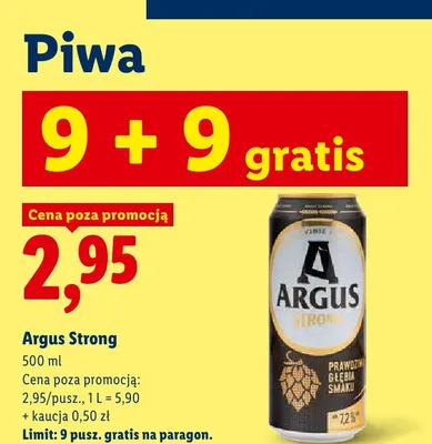 Piwo Argus Strong promocja w Lidl