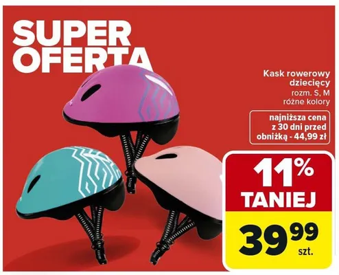 Kask rowerowy dziecięcy rozm. S, M różne kolory promocja w Carrefour