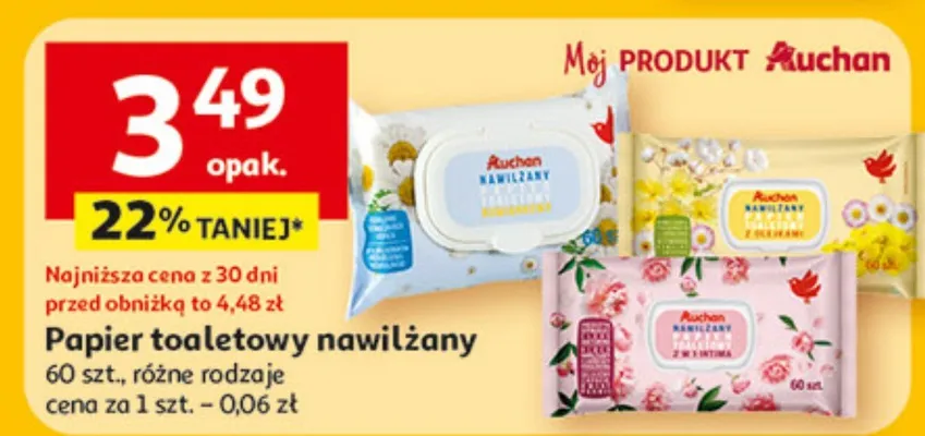 Papier toaletowy nawilżany promocja w Auchan