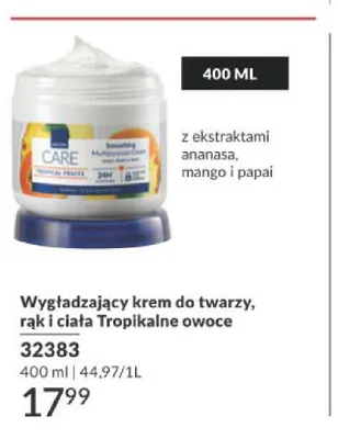 Wygładzający krem do twarzy, rąk i ciała Tropikalne owoce Avon Care promocja w AVON