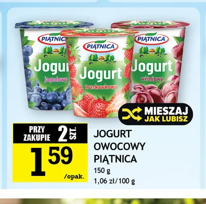 Jogurt owocowy jagodowy Piątnica promocja w Gram Market