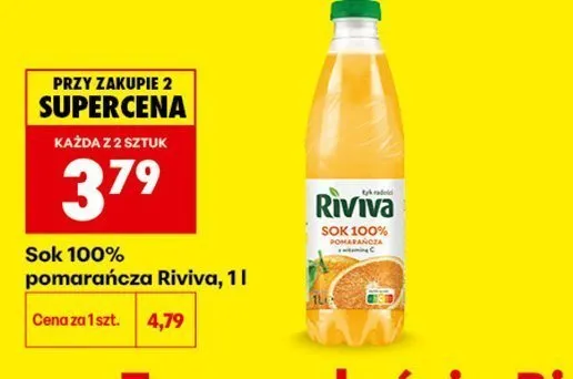 Sok 100% pomarańcza Riviva promocja w Biedronka